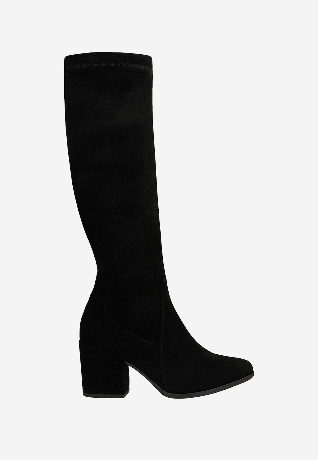 Czarne welurowe kozaki z elastyczną cholewką 71148-81 Widok 2