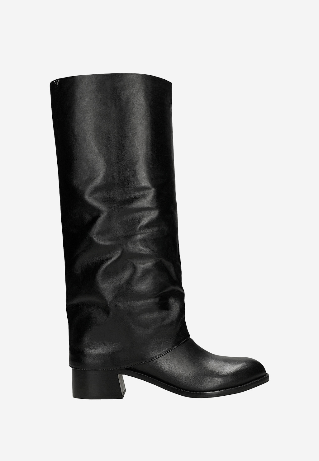 Damskie skórzane kozaki z wysoką cholewką i delikatnym marszczeniem 71142-51 Widok 1