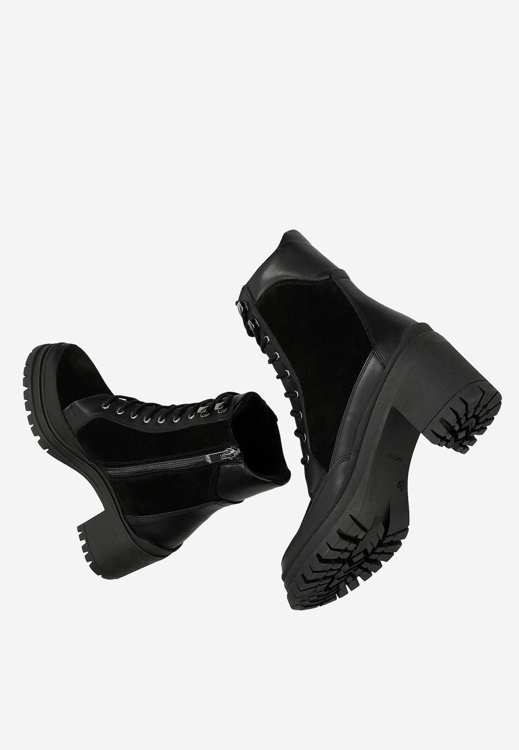 Čierne dámske kotníkové topánky na podpätku z kombinovaných koží 64156-71 Widok 8