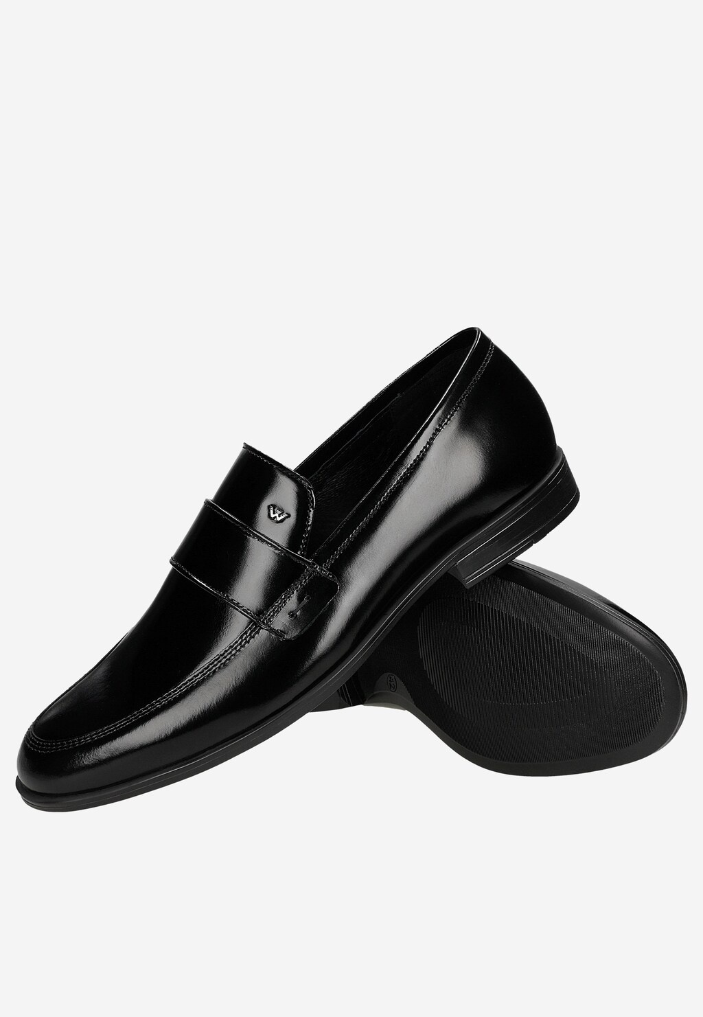 Czarne skórzane mokasyny męskie 10282-31 Widok 6