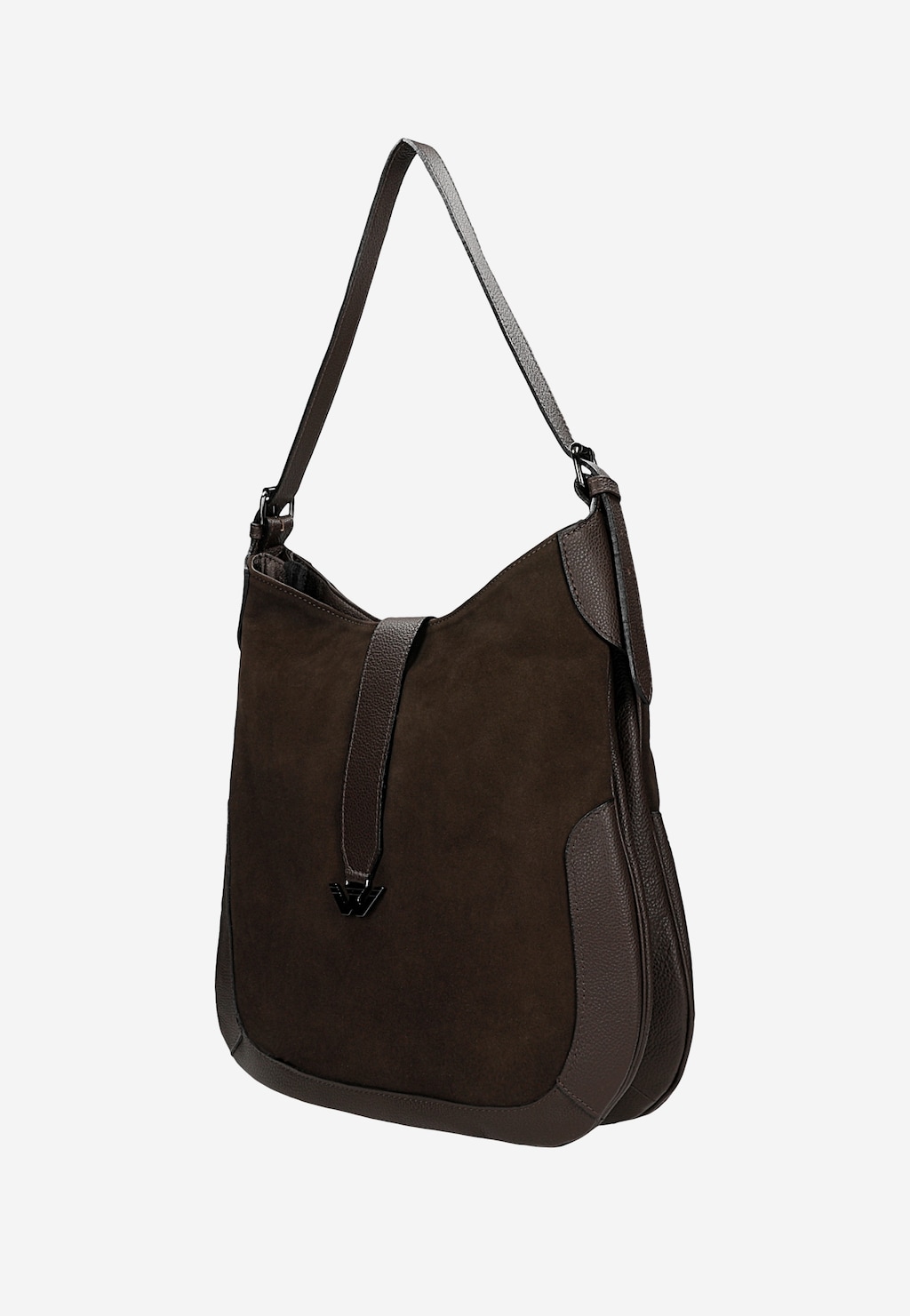 Duża ciemnobrązowa torebka damska ze skóry licowej i dwoiny welurowej 80488-72 Widok 2