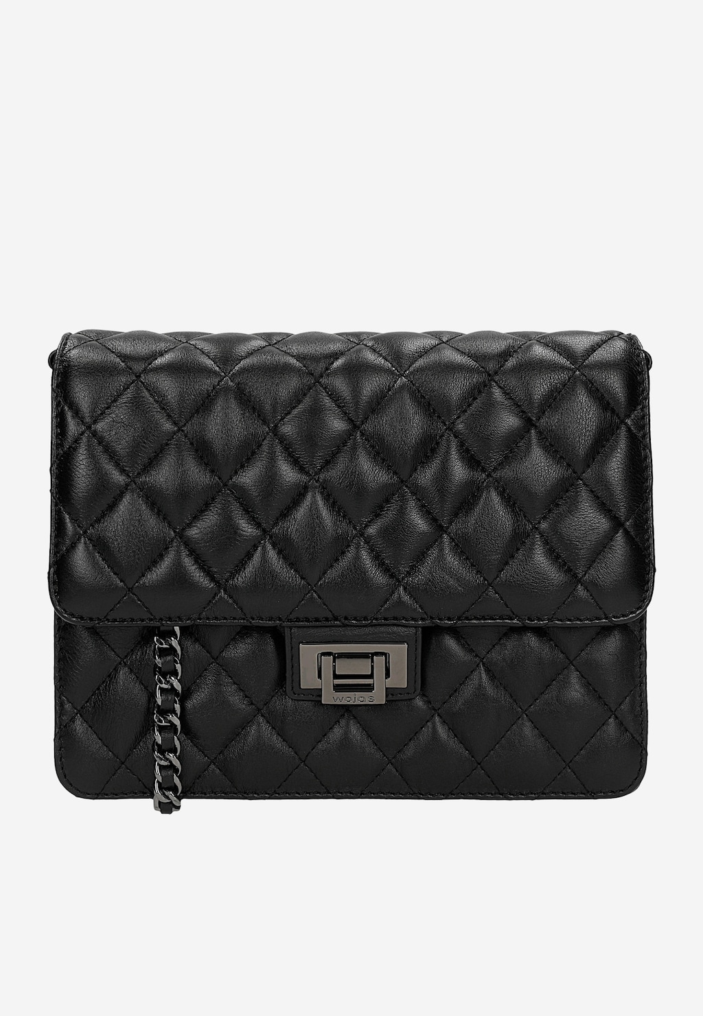 Czarna pikowana torebka wizytowa ze skóry 80460-51 Widok 1