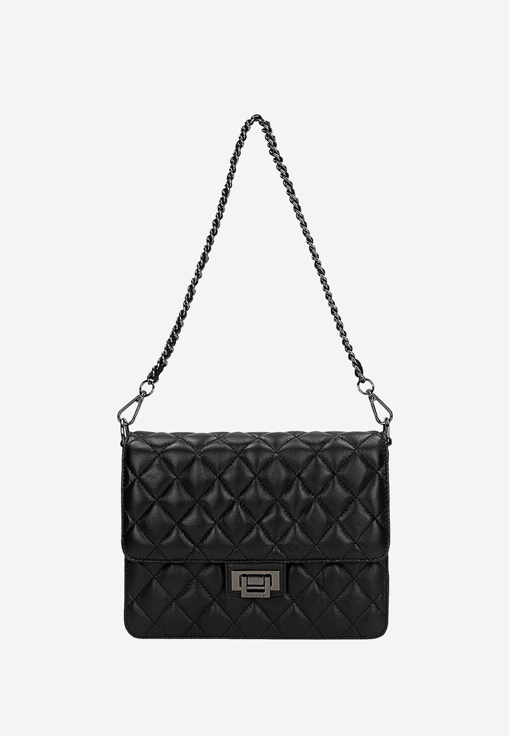 Czarna pikowana torebka wizytowa ze skóry 80460-51 Widok 4