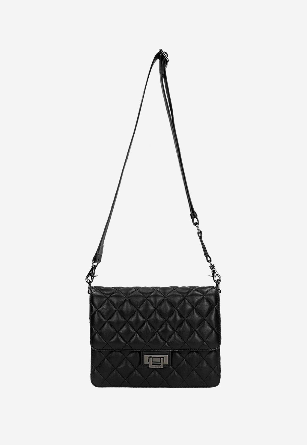 Czarna pikowana torebka wizytowa ze skóry 80460-51 Widok 5