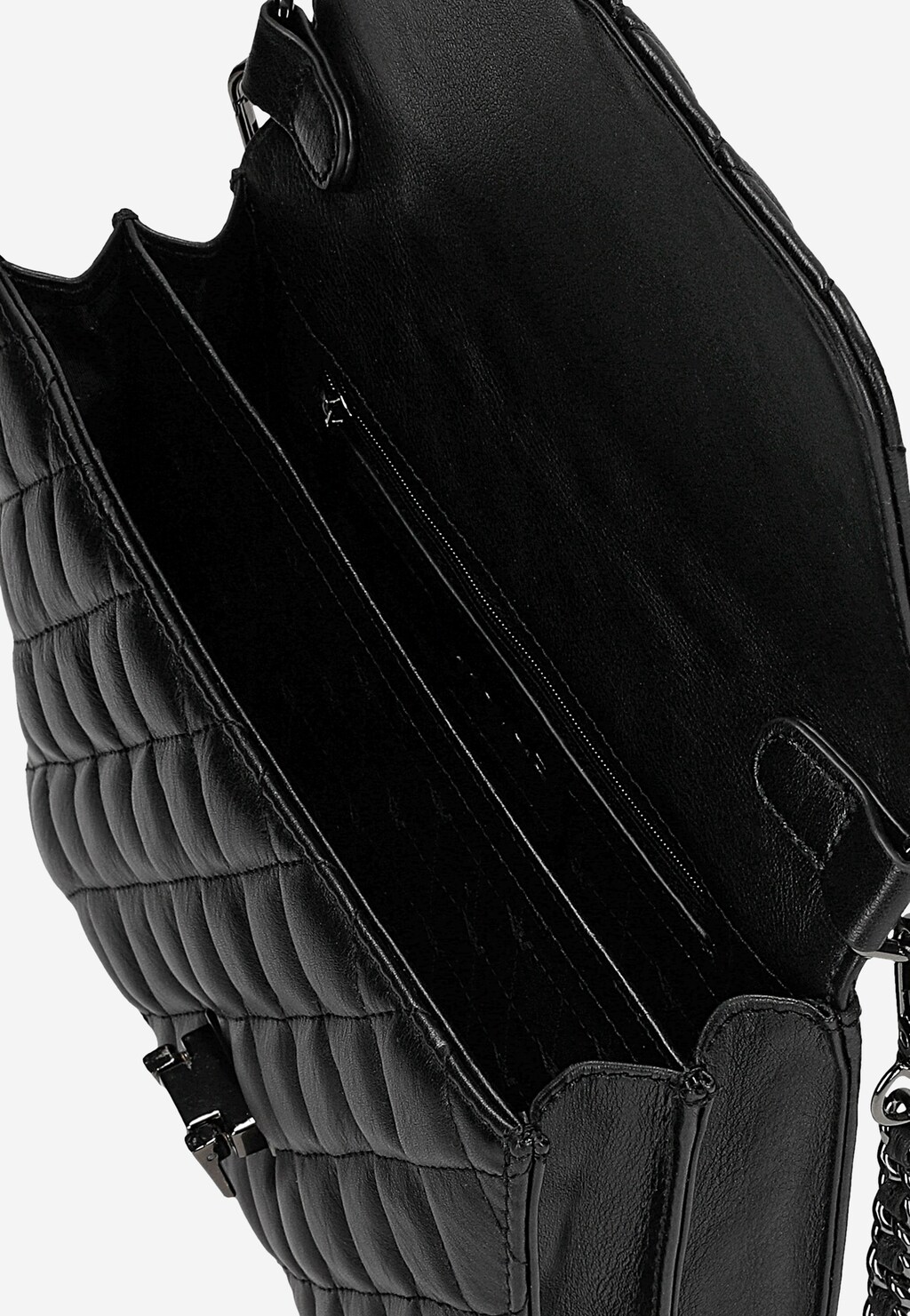 Czarna pikowana torebka wizytowa ze skóry 80460-51 Widok 6