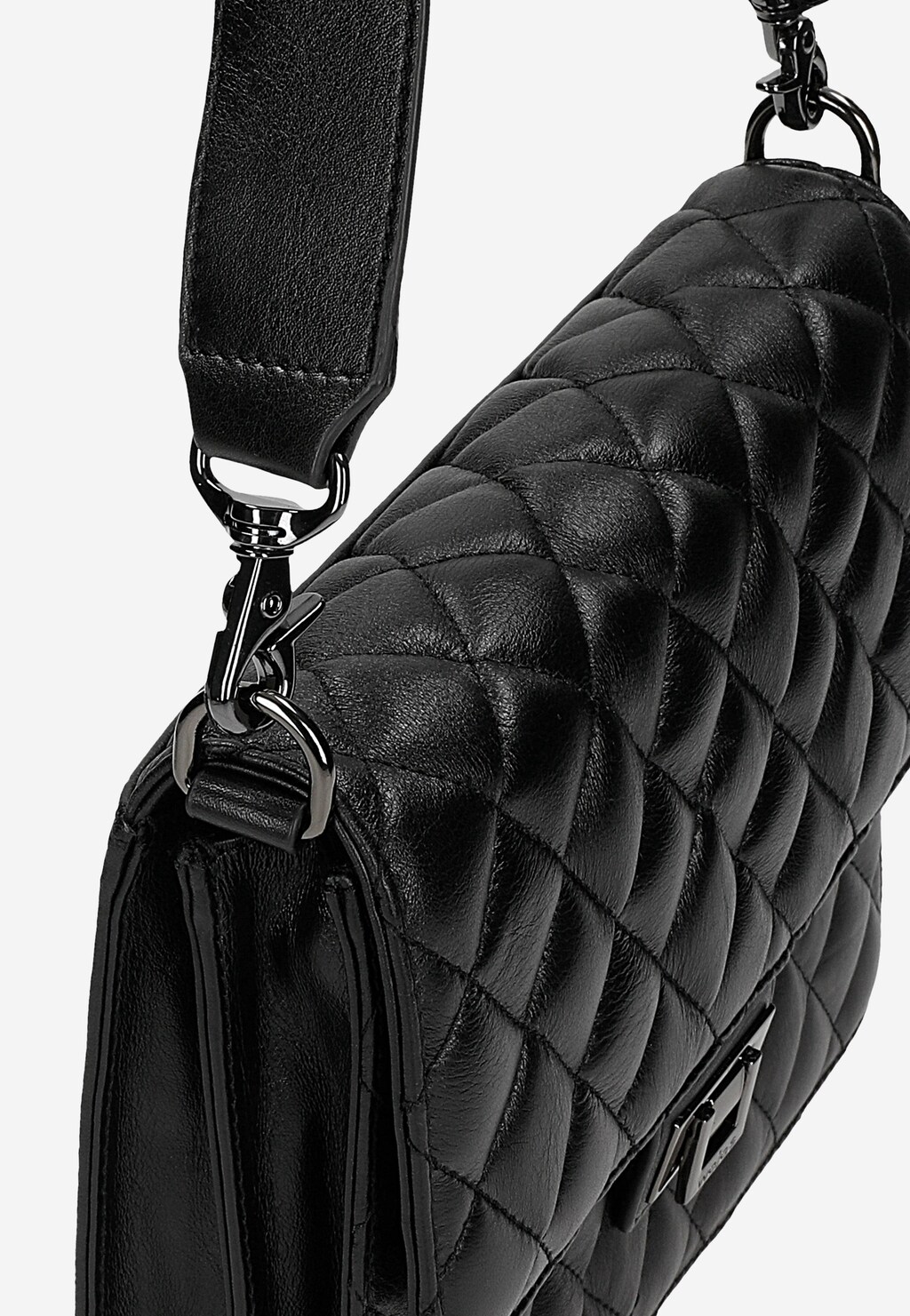 Czarna pikowana torebka wizytowa ze skóry 80460-51 Widok 7