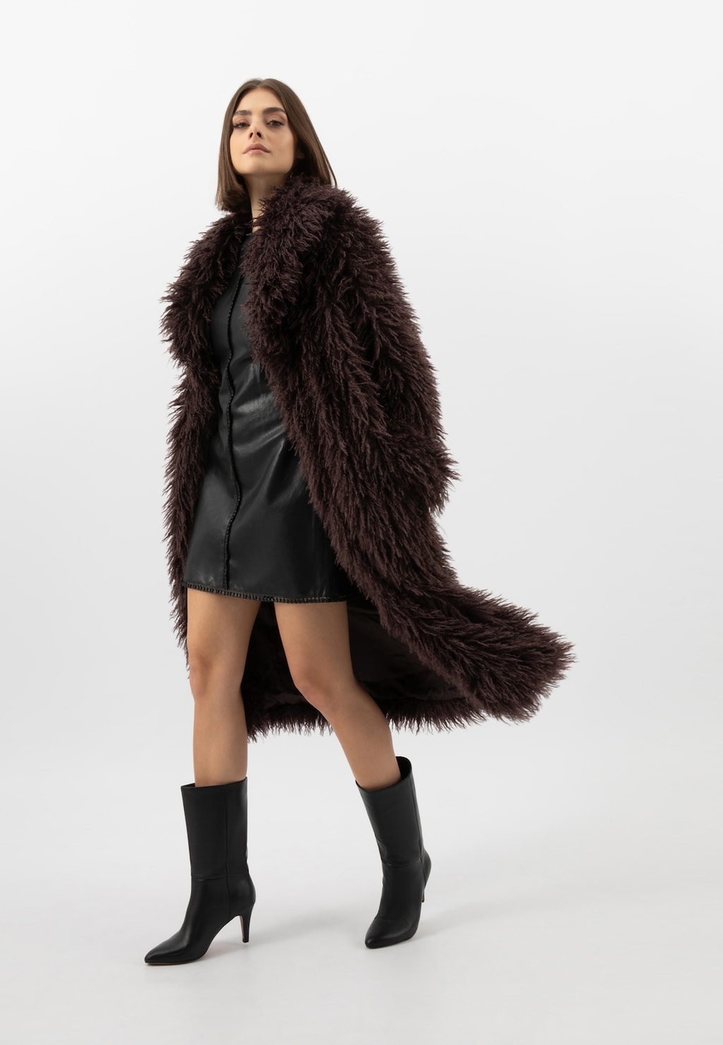 Czarne skórzane botki na szpilce 55328-51 Widok 1