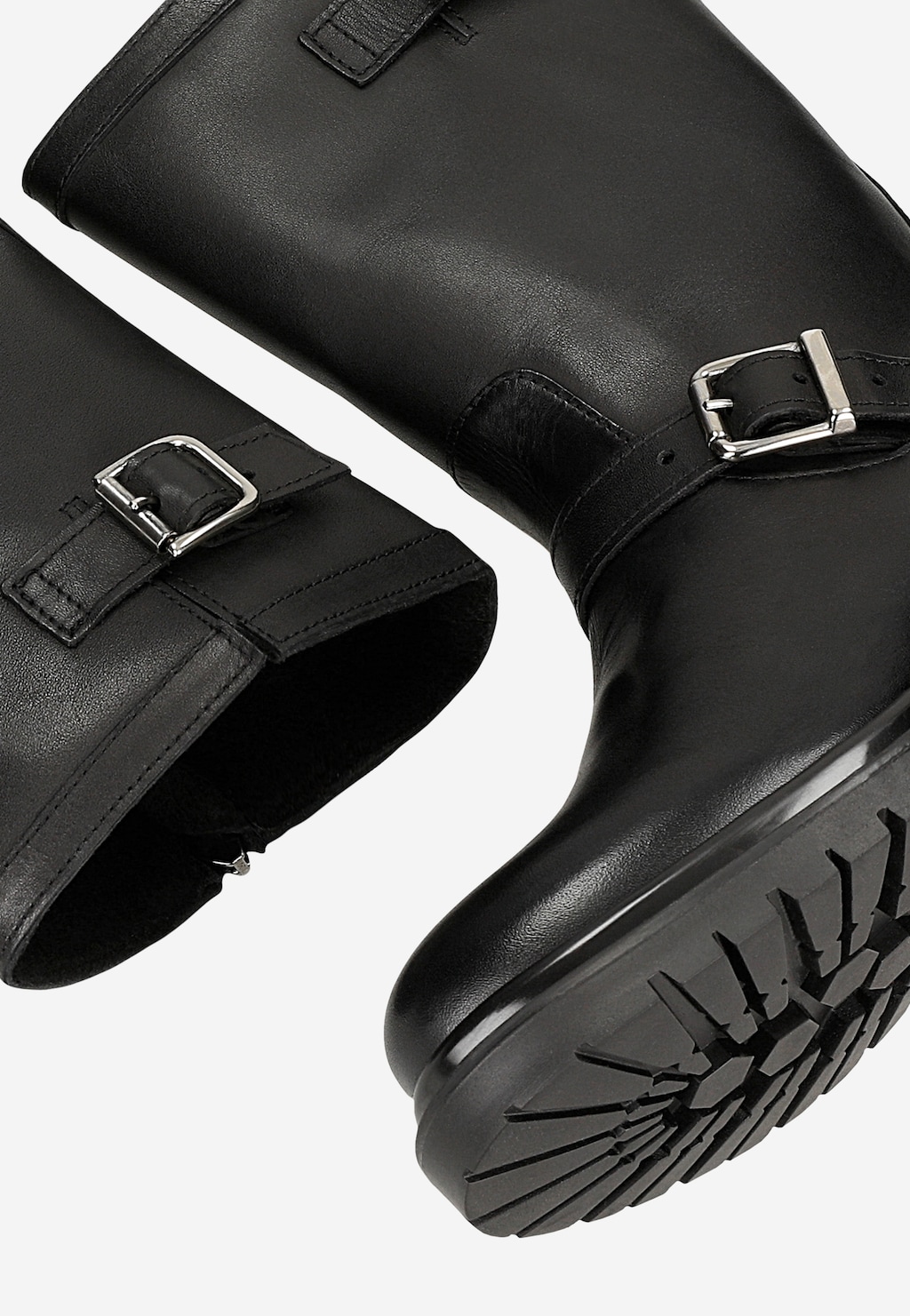 Czarne skórzane botki typu bikery 55312-51 Widok 7