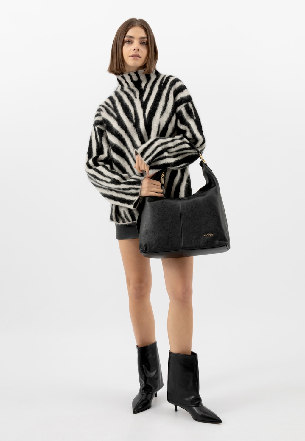 Velká černá dámská kožená kabelka 80448-51 Widok 1