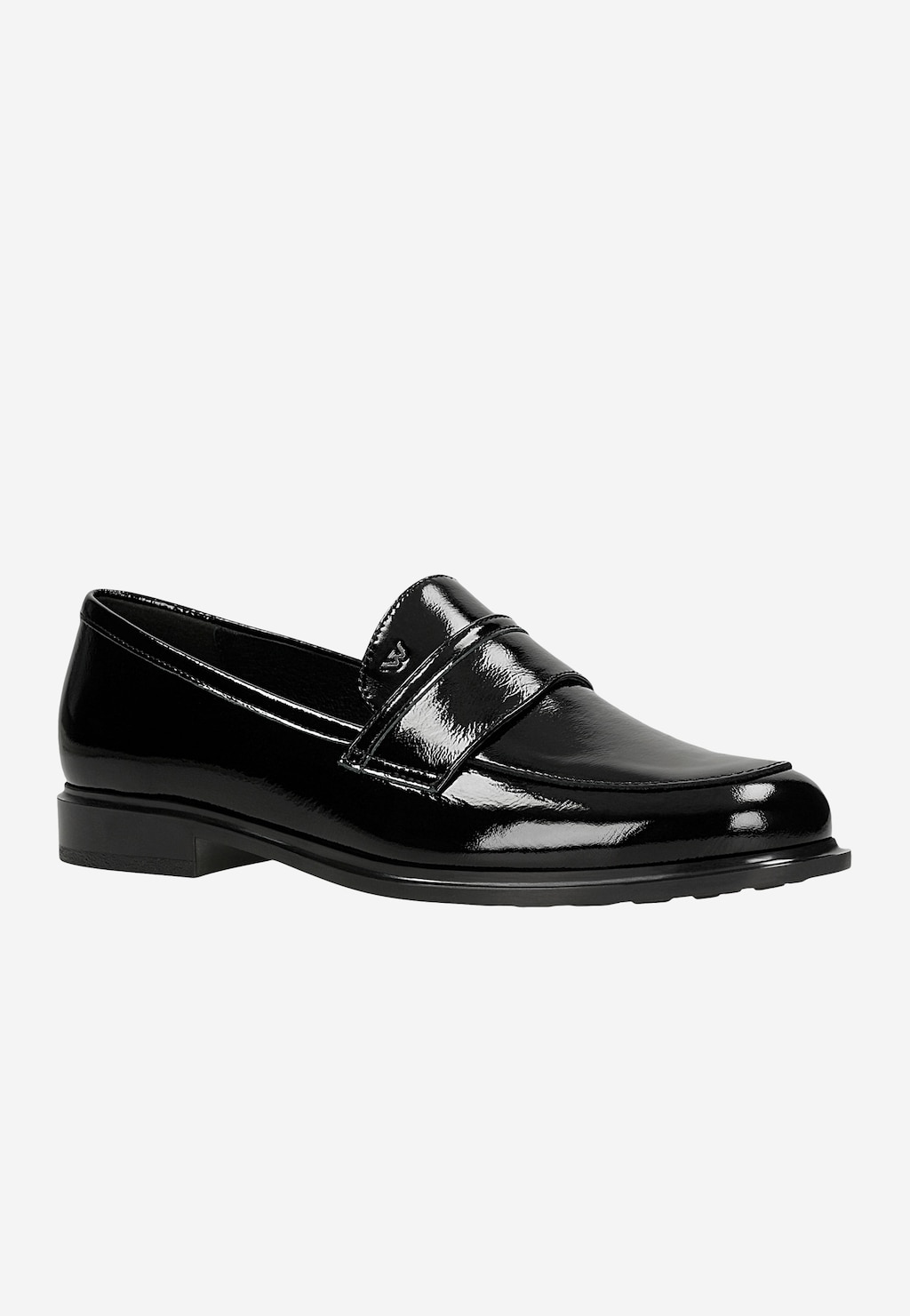 Czarne klasyczne mokasyny damskie z lakierowanej skóry 46354-31 Widok 3