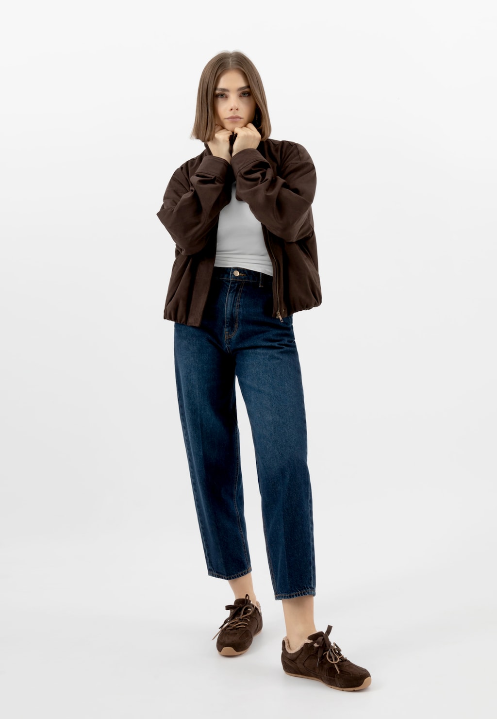 Hnědé tenisky z plyšového úpletu 46371-62 Widok 9