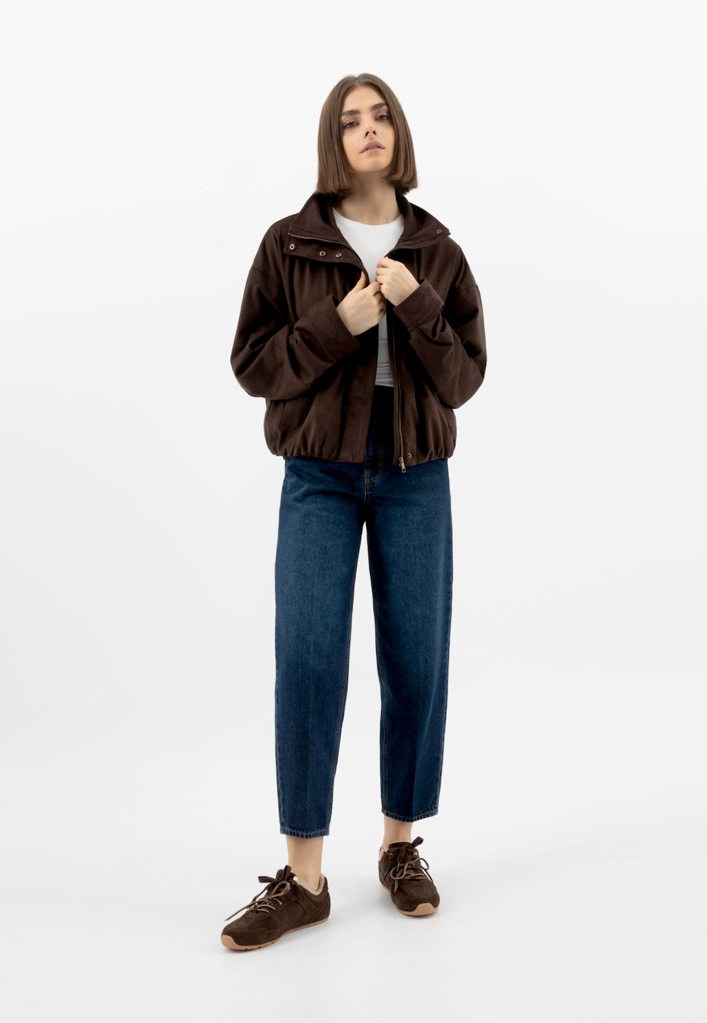 Hnědé tenisky z plyšového úpletu 46371-62 Widok 1