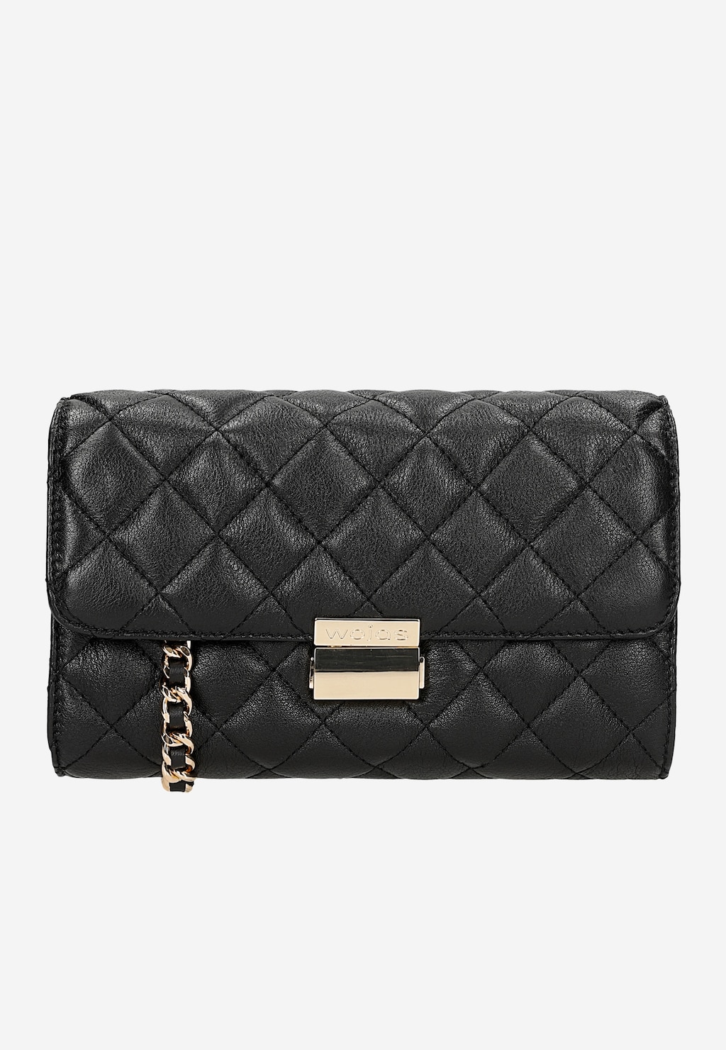 Czarna pikowana kopertówka ze skóry licowej 80459-51 Widok 1