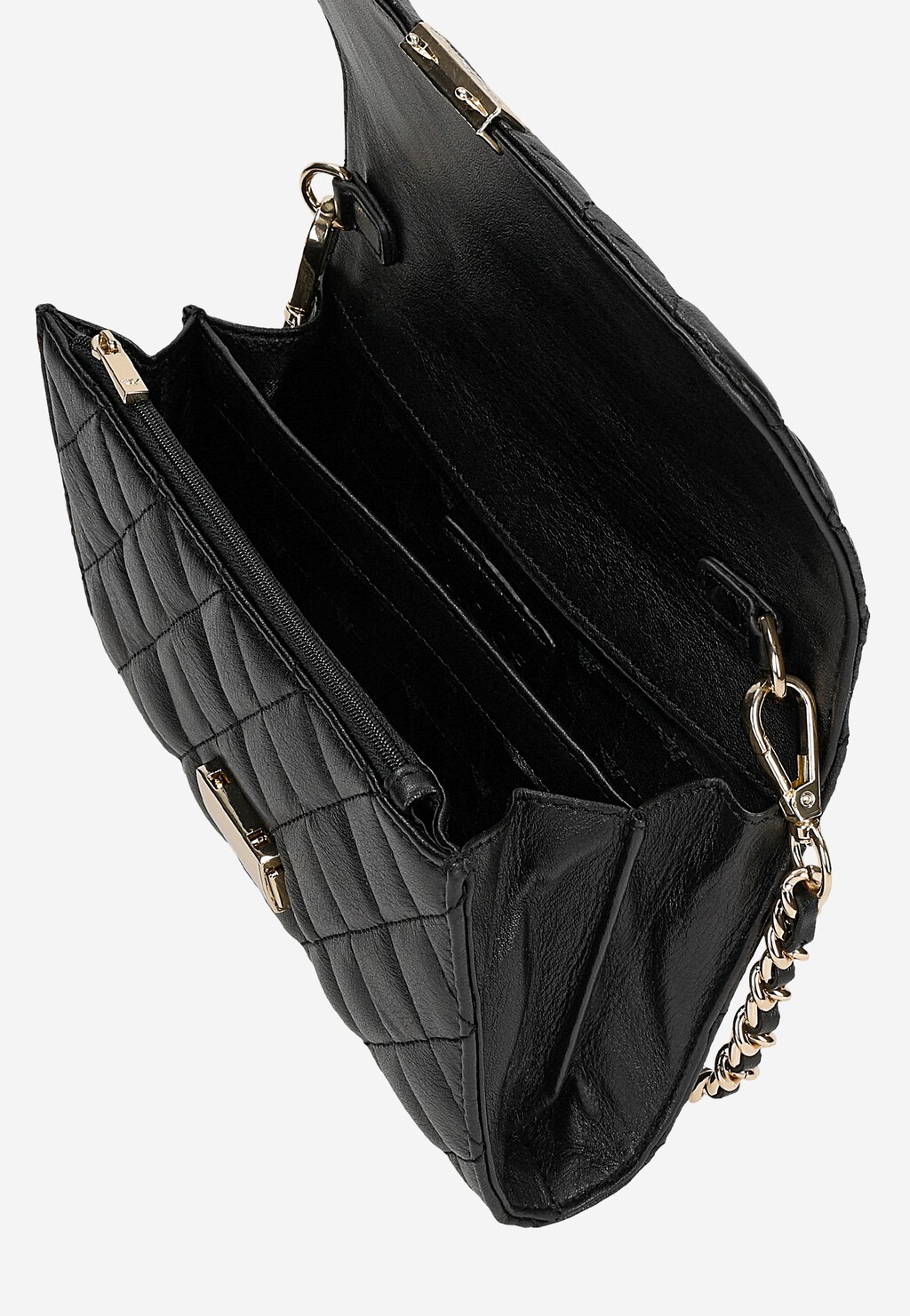 Czarna pikowana kopertówka ze skóry licowej 80459-51 Widok 5