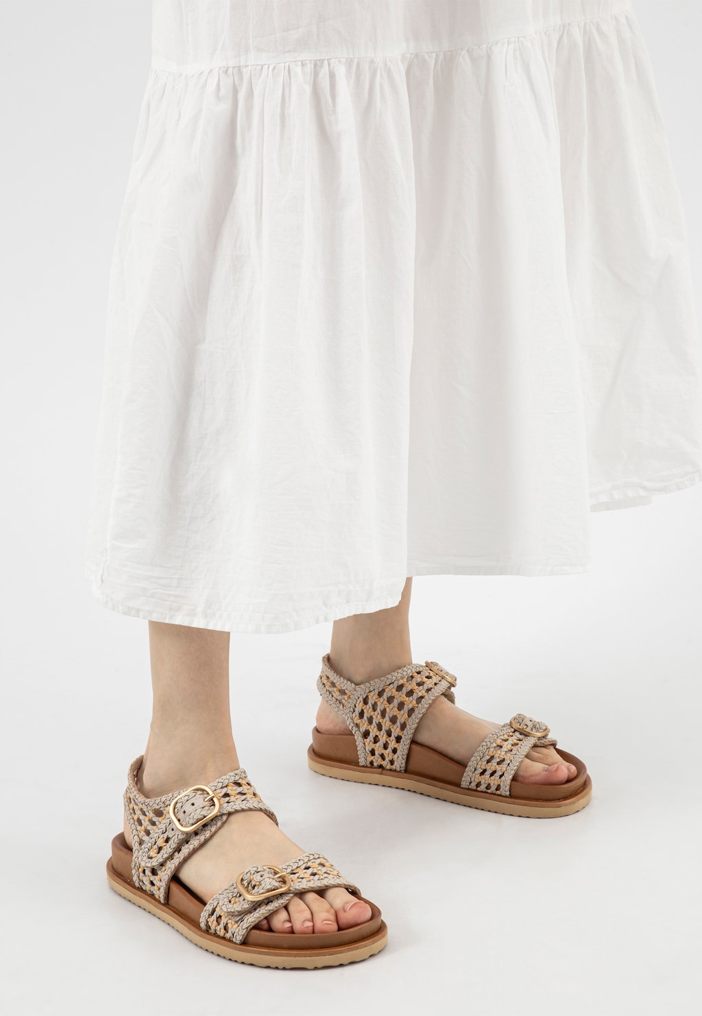 Beżowe ażurowe sandały damskie 76242-84 Widok 8