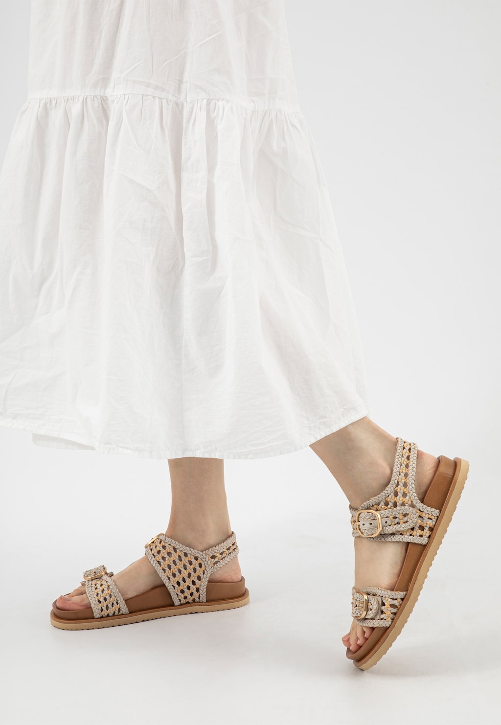 Beżowe ażurowe sandały damskie 76242-84 Widok 9