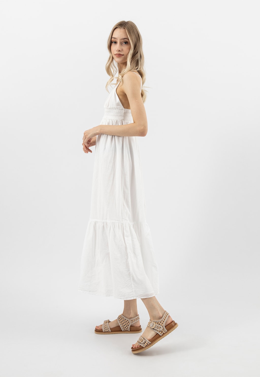 Beżowe ażurowe sandały damskie 76242-84 Widok 10