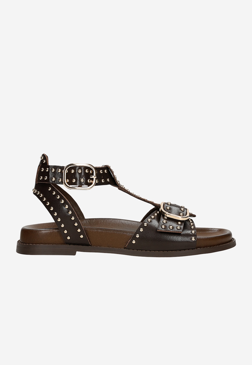 Brązowe skórzane sandały damskie z ćwiekami 76240-52 Widok 2