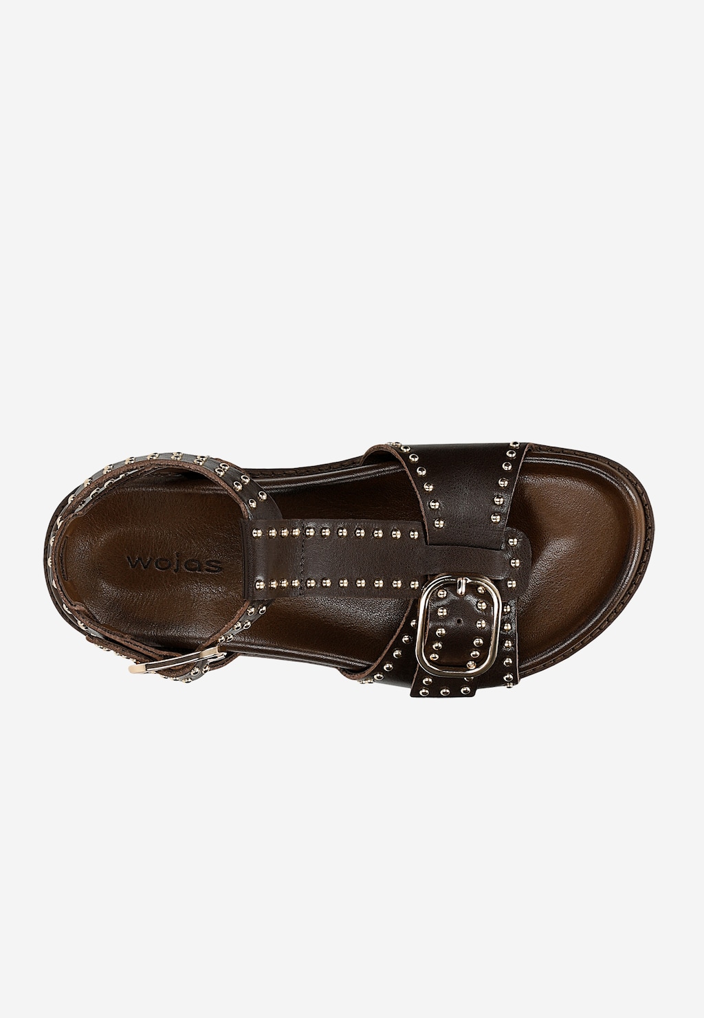 Brązowe skórzane sandały damskie z ćwiekami 76240-52 Widok 5