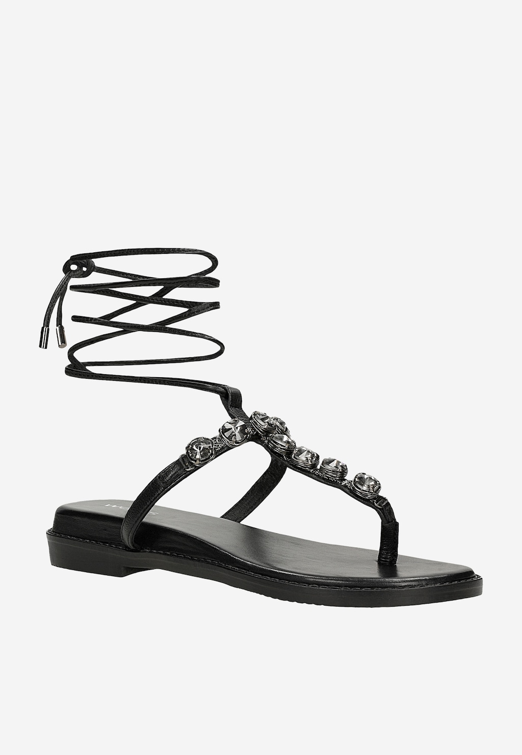 Černé šněrovací sandály s ozdobnou aplikací 76227-51 Widok 3