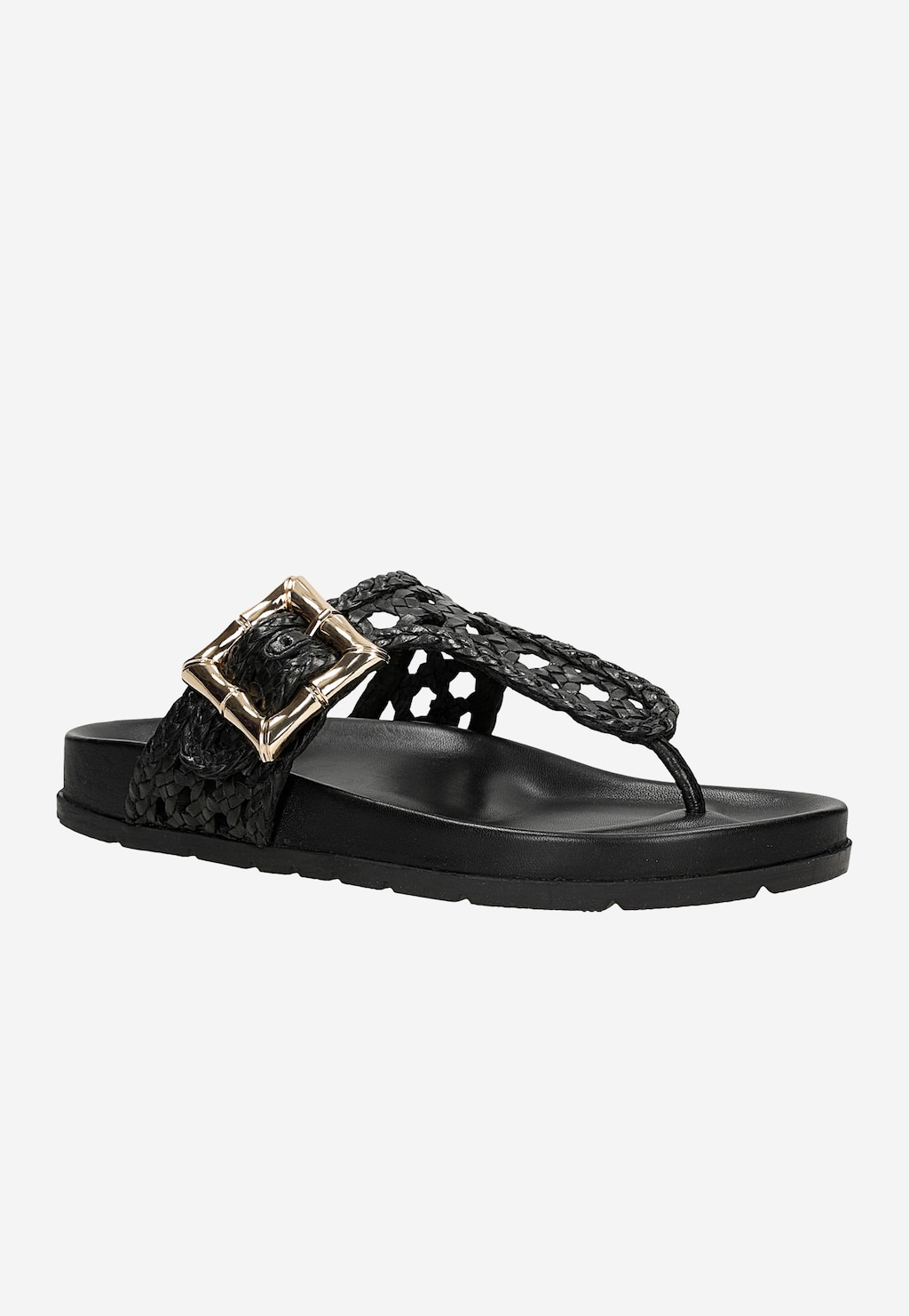 Černé průhledné dámské žabky se zlatou přezkou 74160-51 Widok 3