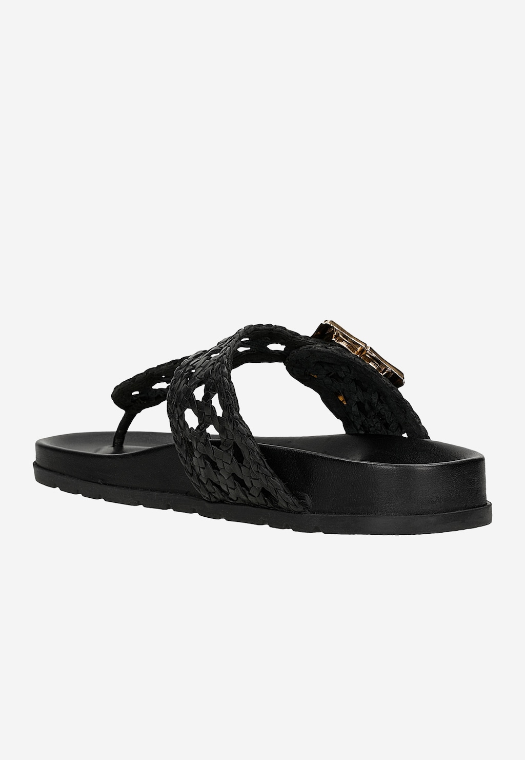 Černé průhledné dámské žabky se zlatou přezkou 74160-51 Widok 4