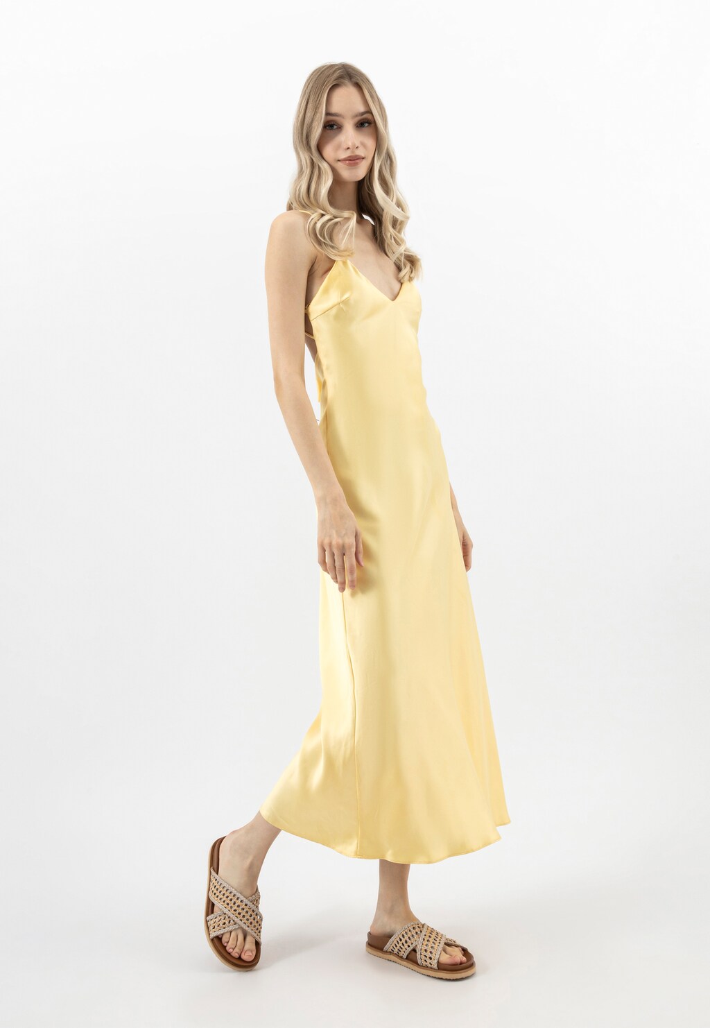 Béžové pletené pantofle pro ženy 74156-84 Widok 1