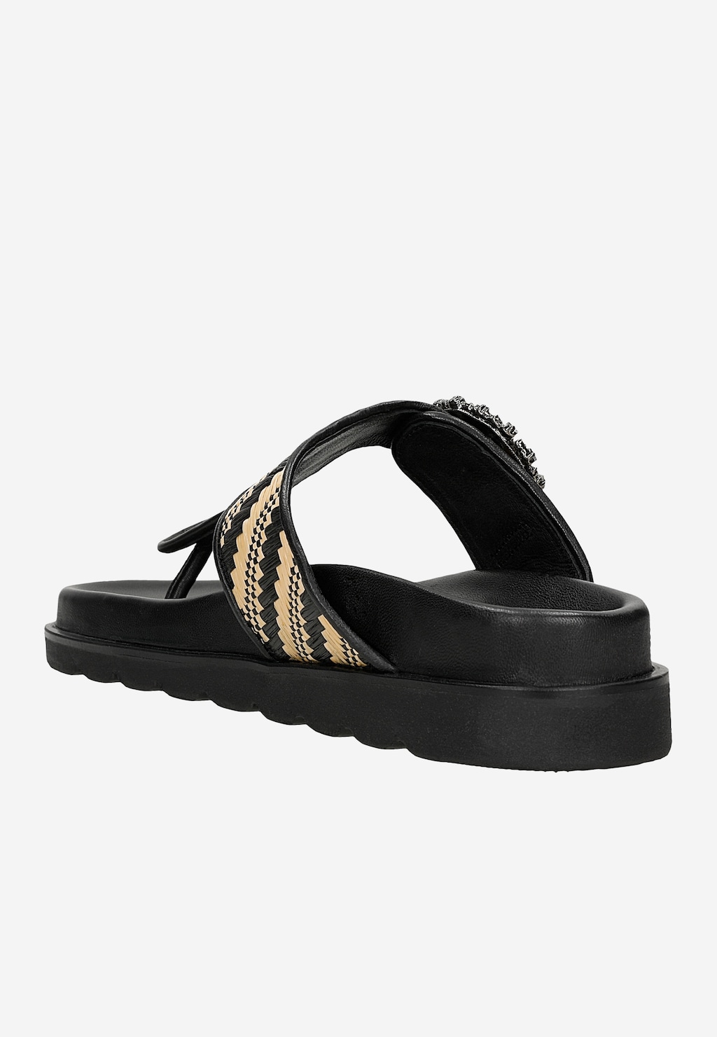 Černé žabky s rafií a ozdobnou přezkou 74153-80 Widok 4