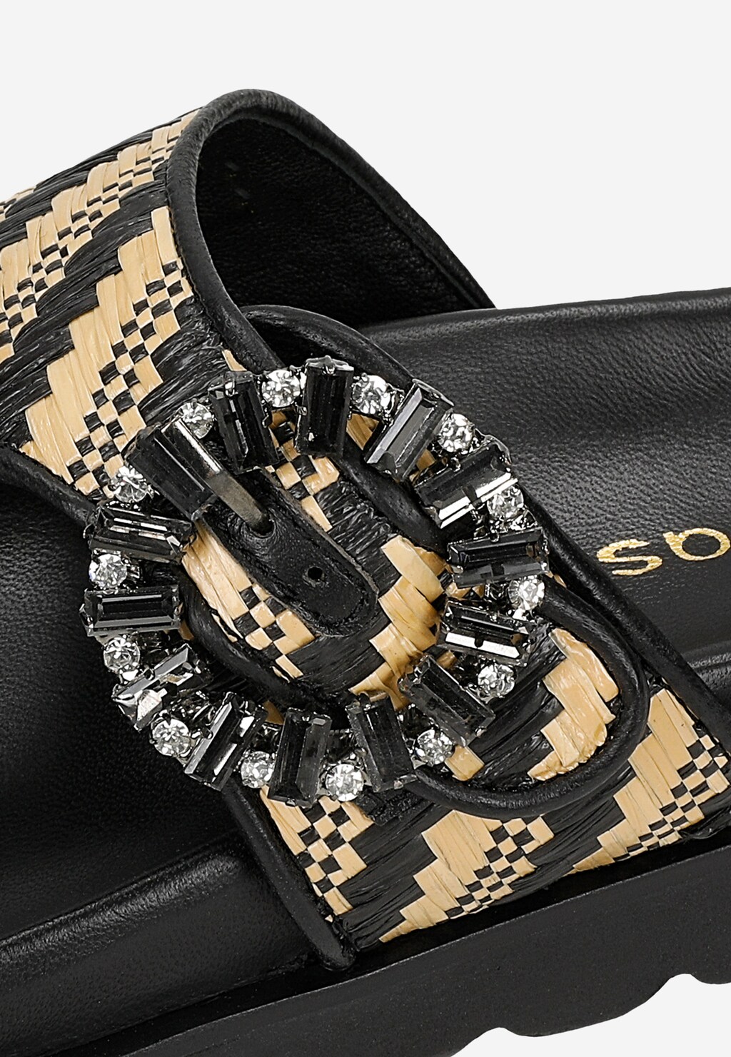 Černé žabky s rafií a ozdobnou přezkou 74153-80 Widok 7