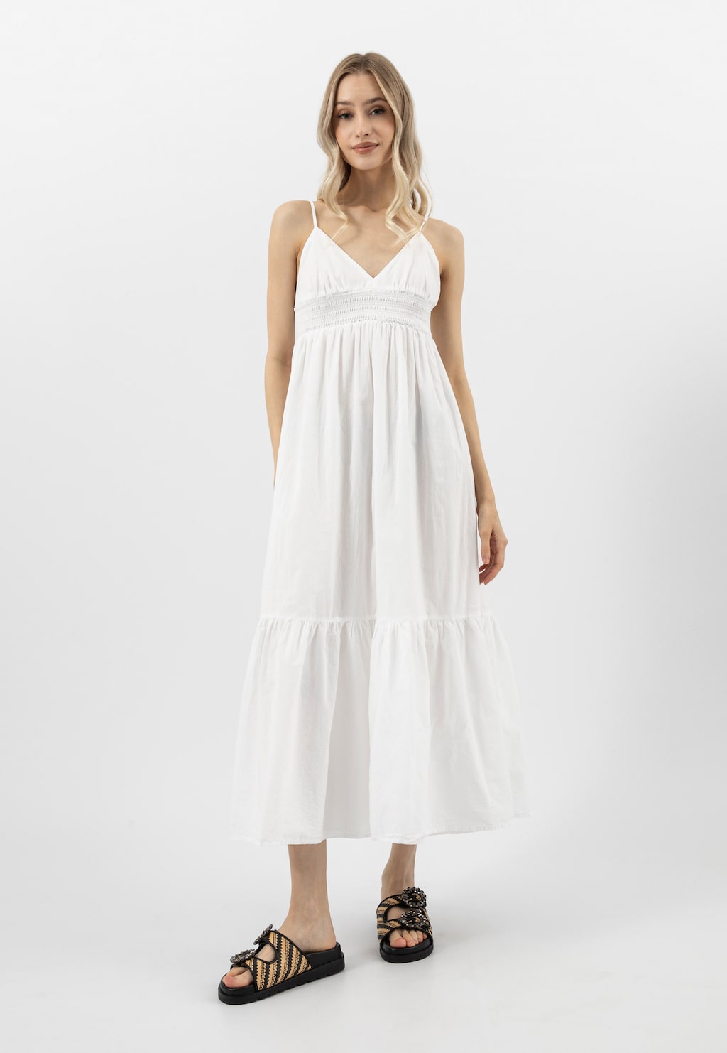 Černé dámské pantofle z lícové kůže a rafie s křišťálovou ozdobou 74152-80 Widok 10