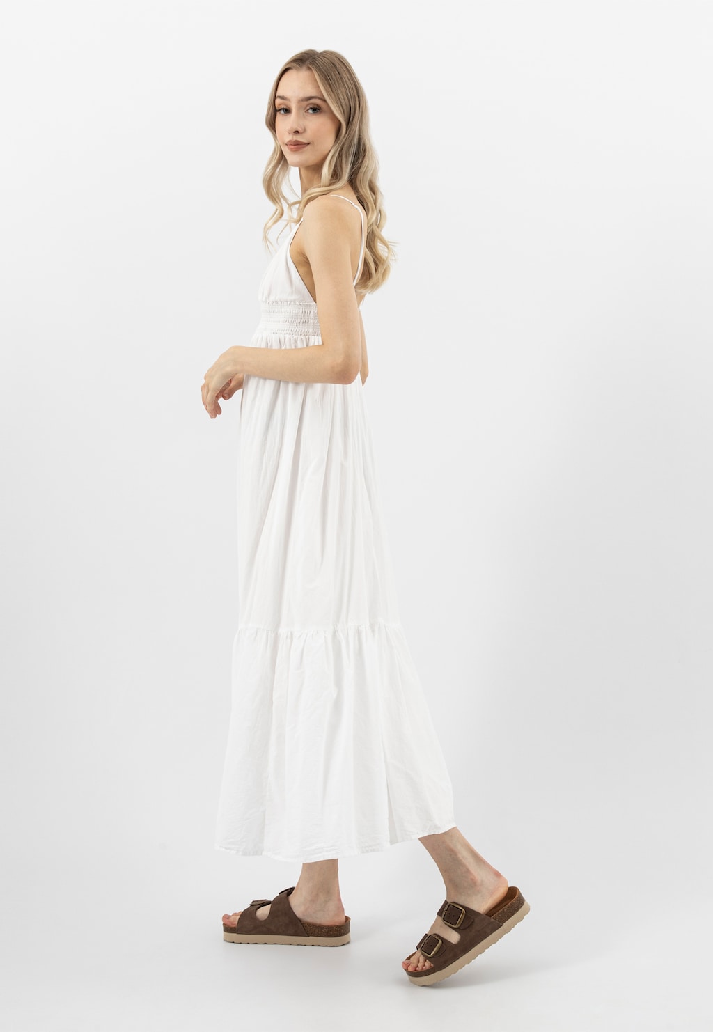 Hnedé šľapky na korkovej platforme 74147-62 Widok 1