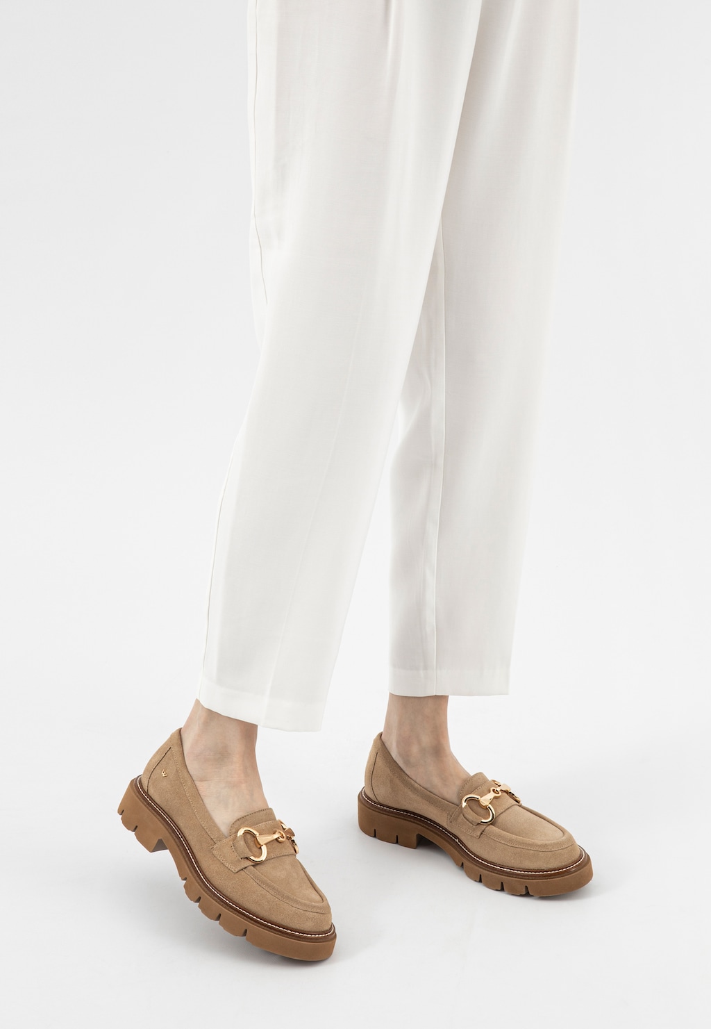 Béžové masívne dámske mokasíny s prepážkou 46264-64 Widok 7