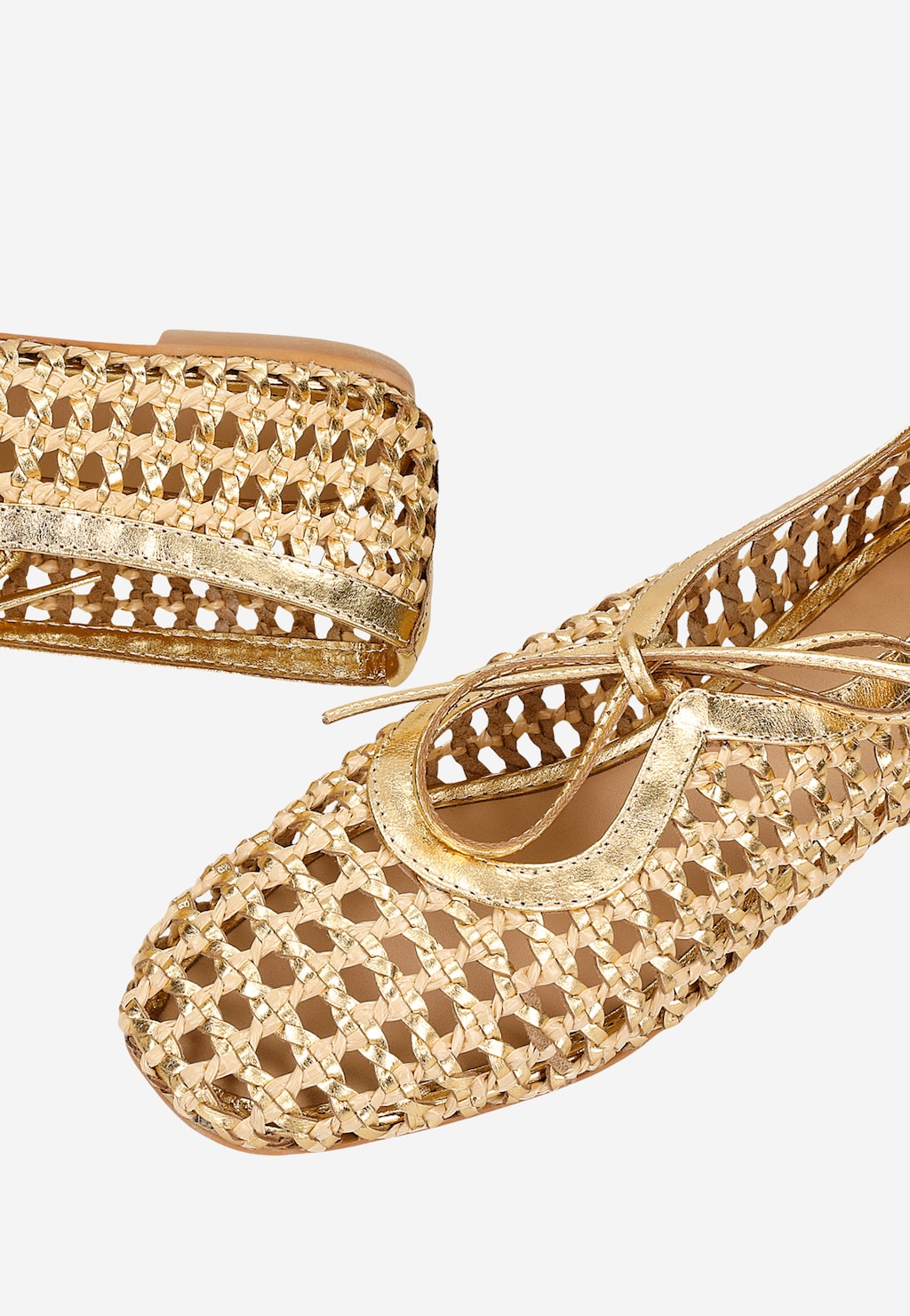 Zlaté ažúrové balerínky dámske s mašličkou 44062-88 Widok 7