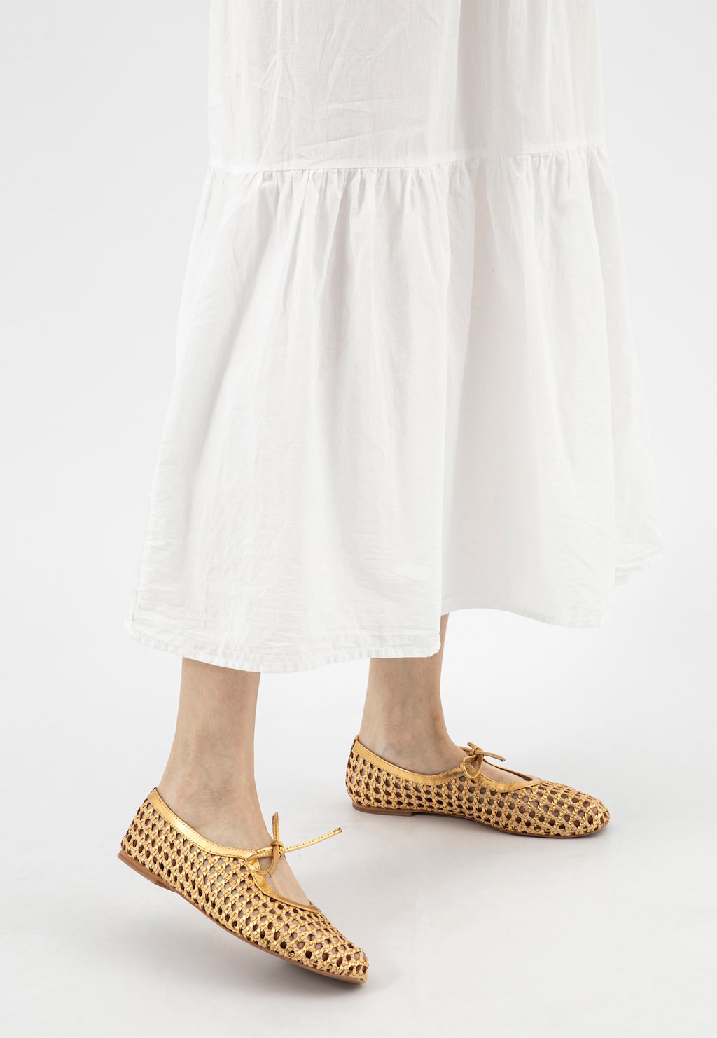 Zlaté ažúrové balerínky dámske s mašličkou 44062-88 Widok 9