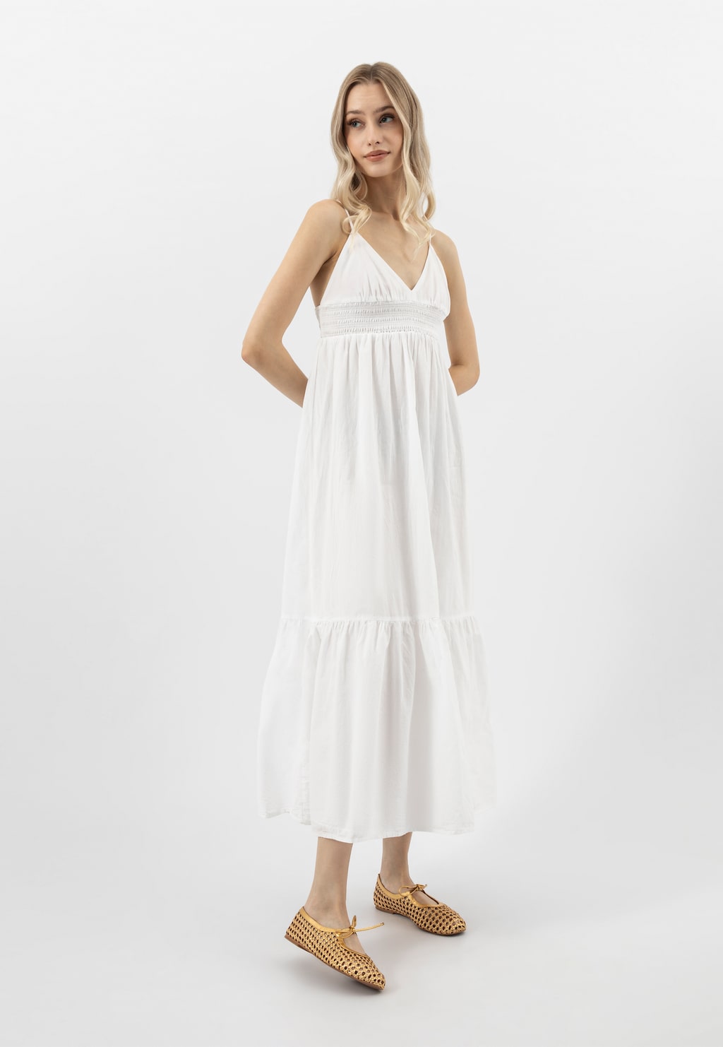 Zlaté ažúrové balerínky dámske s mašličkou 44062-88 Widok 1