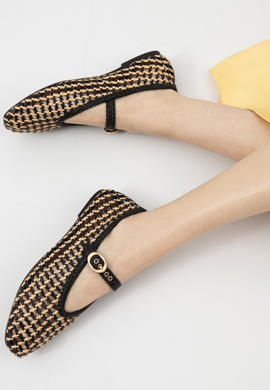 Brązowo-beżowe baleriny damskie z plecionki 44062-80 Widok 8