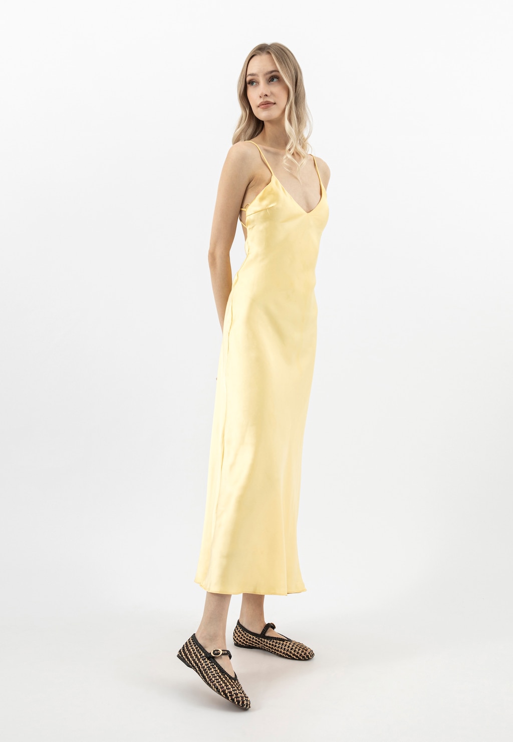 Brązowo-beżowe baleriny damskie z plecionki 44062-80 Widok 1