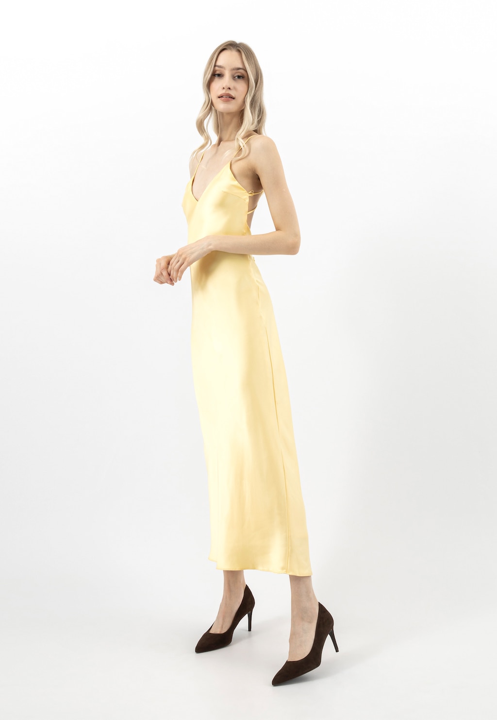 Sametové lodičky na vysokém podpatku v čokoládově hnědé barvě 35174-62 Widok 10