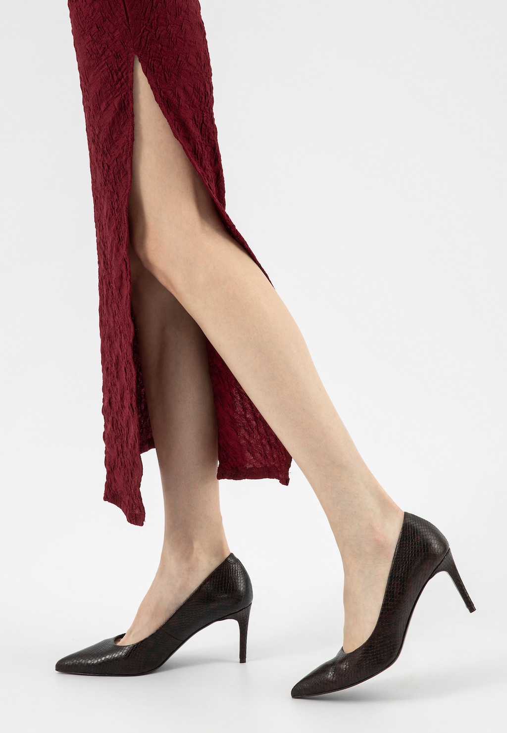 Brązowe szpilki w wężowy wzór 35174-50 Widok 8