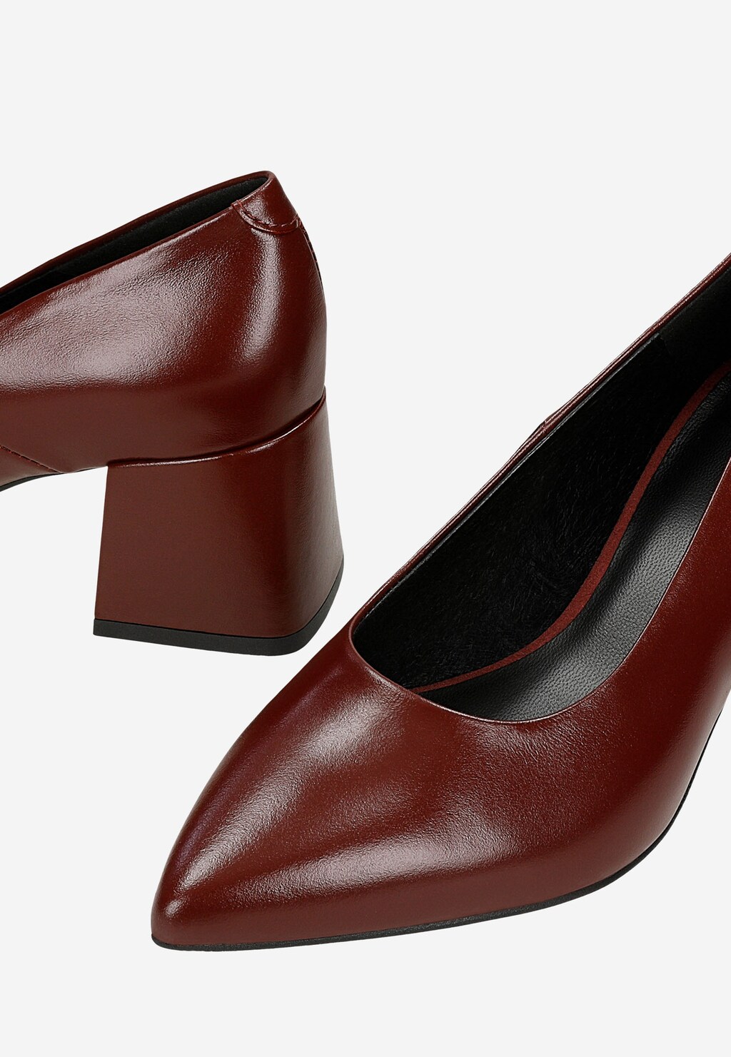 Bordové kožené dámské lodičky na širokém podpatku 35173-55 Widok 7