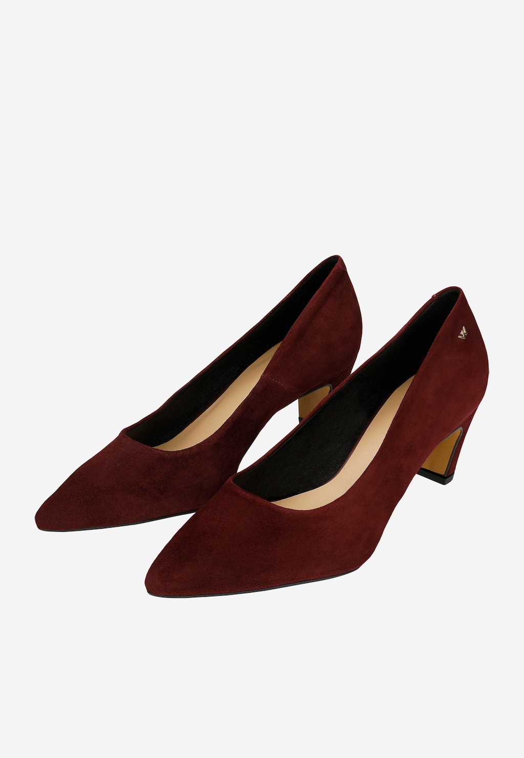 Eleganckie bordowe czółenka z weluru na stabilnym obcasie 35172-66 Widok 7