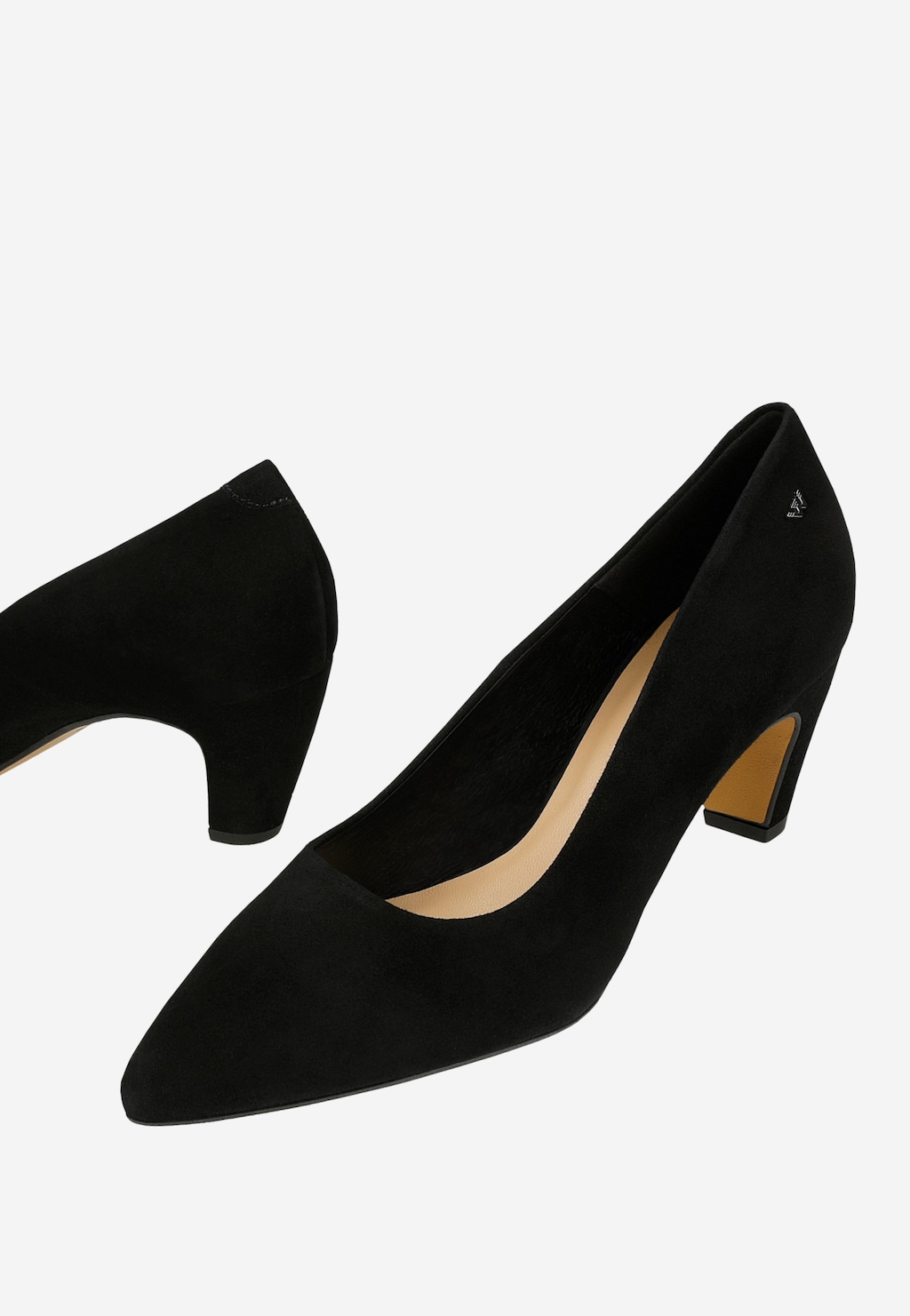 Czarne welurowe czółenka damskie na grubym obcasie 35172-61 Widok 7