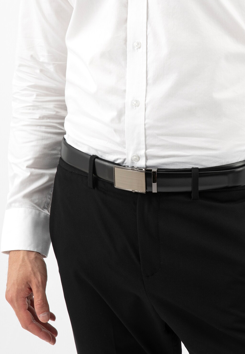 Čierny kožený pánsky opasok 7974-51 Widok 7