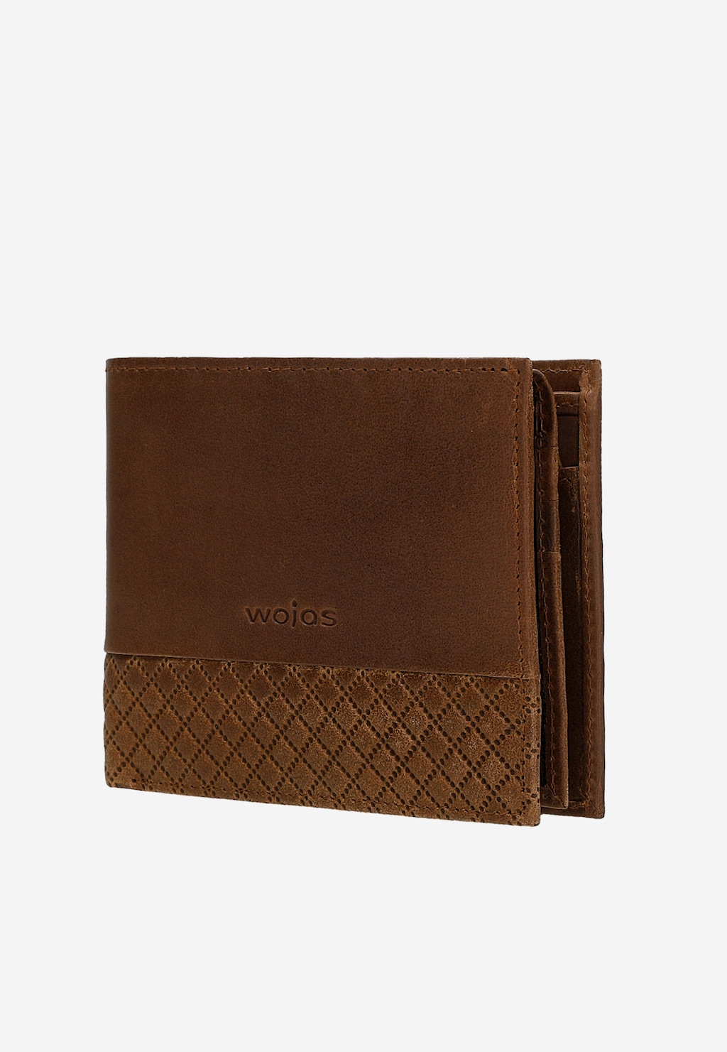 Brązowy skórzany portfel z pikowanym wzorem 91111-52 Widok 3