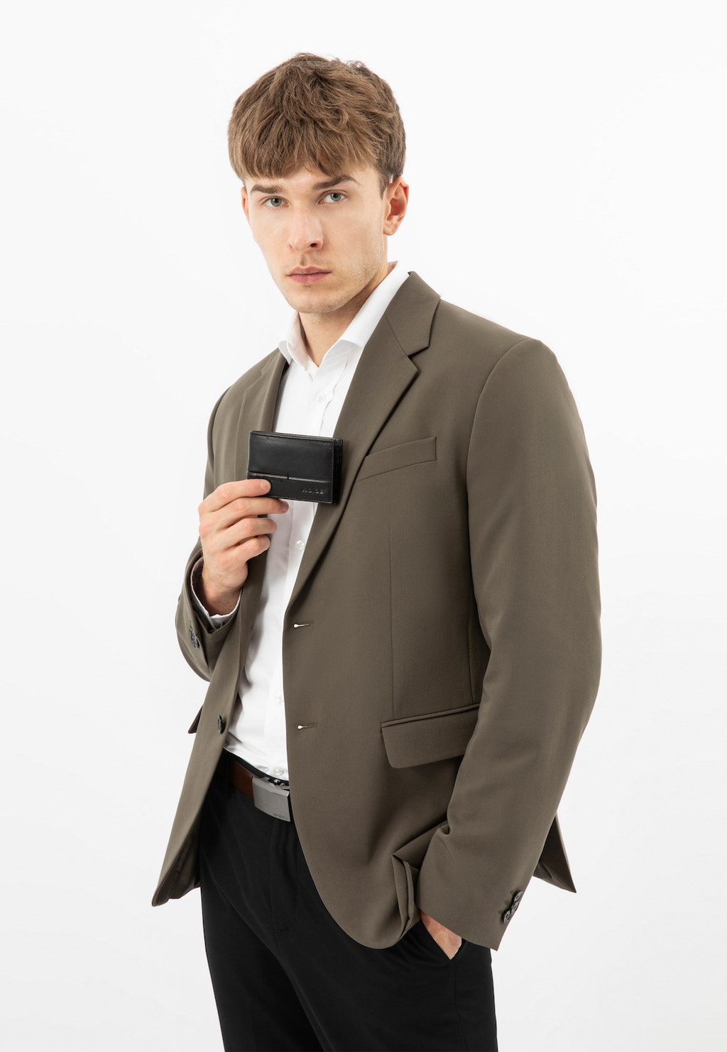 Czarny poziomy portfel męski na karty i monety 91116-51 Widok 1