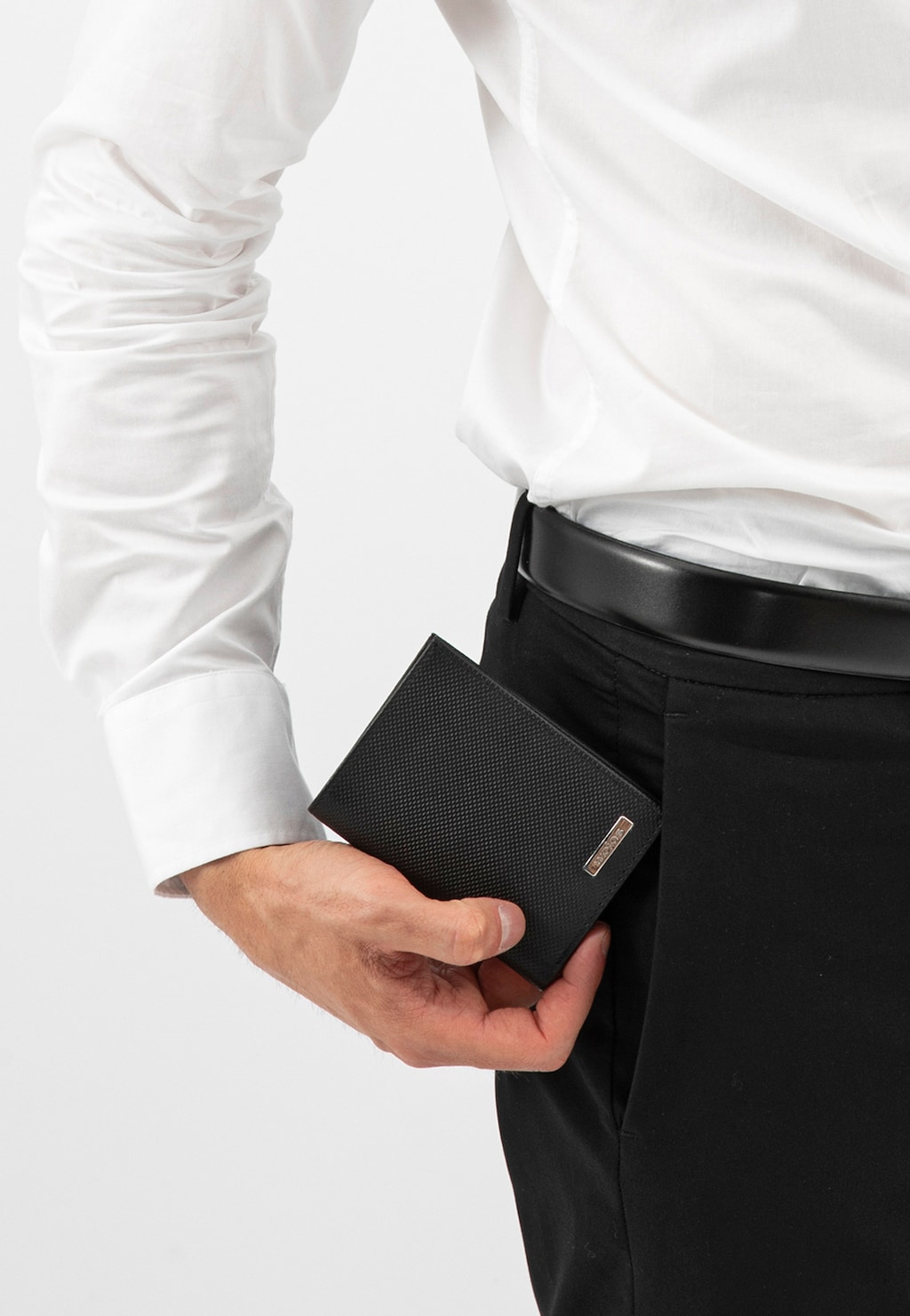 Czarny skórzany portfel na karty 91110-51 Widok 9