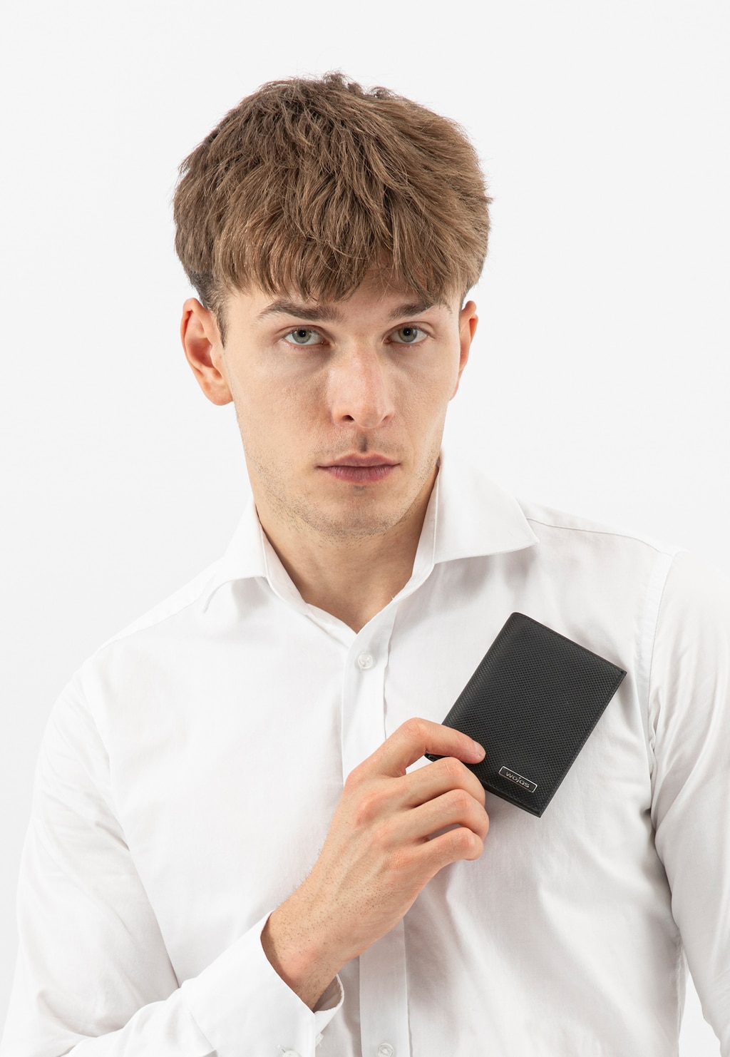 Czarny skórzany portfel na karty 91110-51 Widok 1