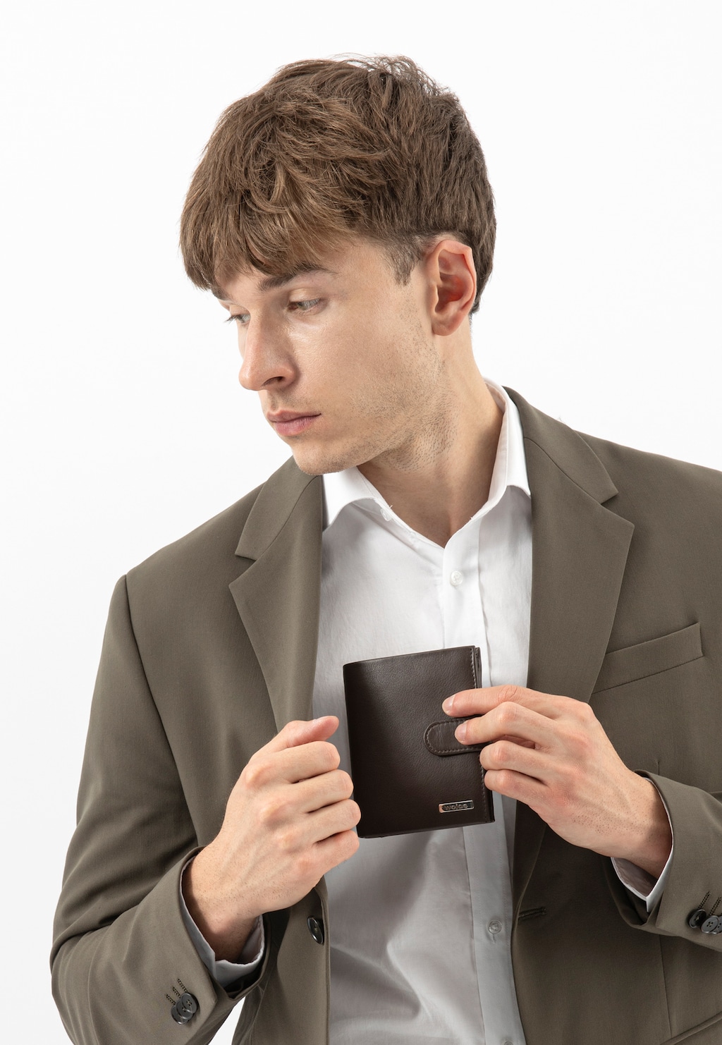 Duży skórzany portfel męski w kolorze czekoladowego brązu 91112-52 Widok 9