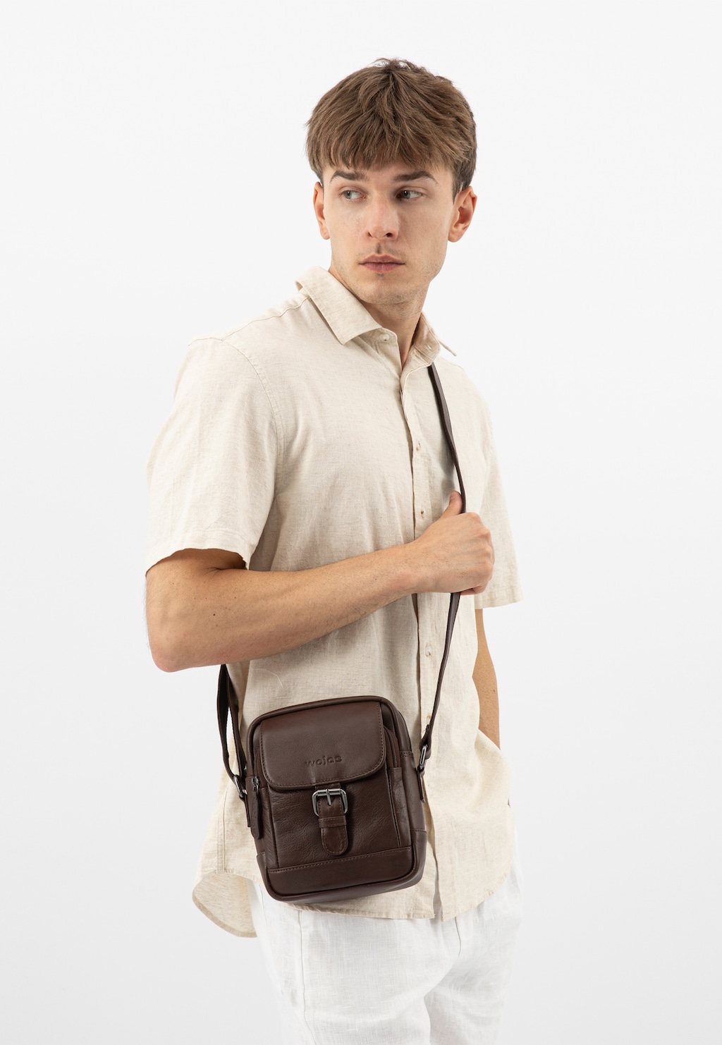 Mała brązowa torba męska ze skóry naturalnej 90028-52 Widok 9