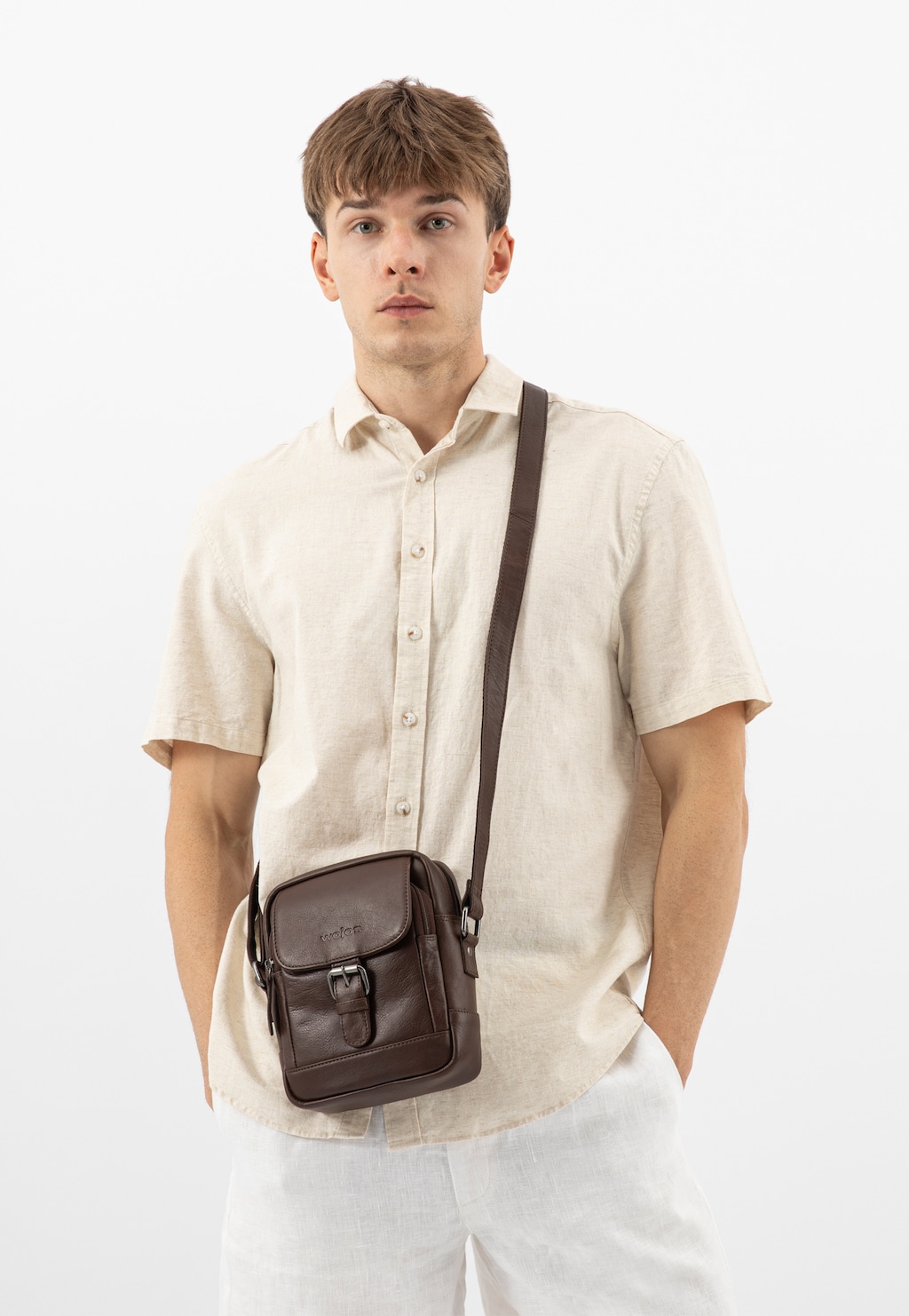 Mała brązowa torba męska ze skóry naturalnej 90028-52 Widok 10
